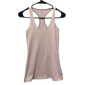 Lululemon Pink & White Striped Racerback Tank Top Size 2 athletic yoga workout